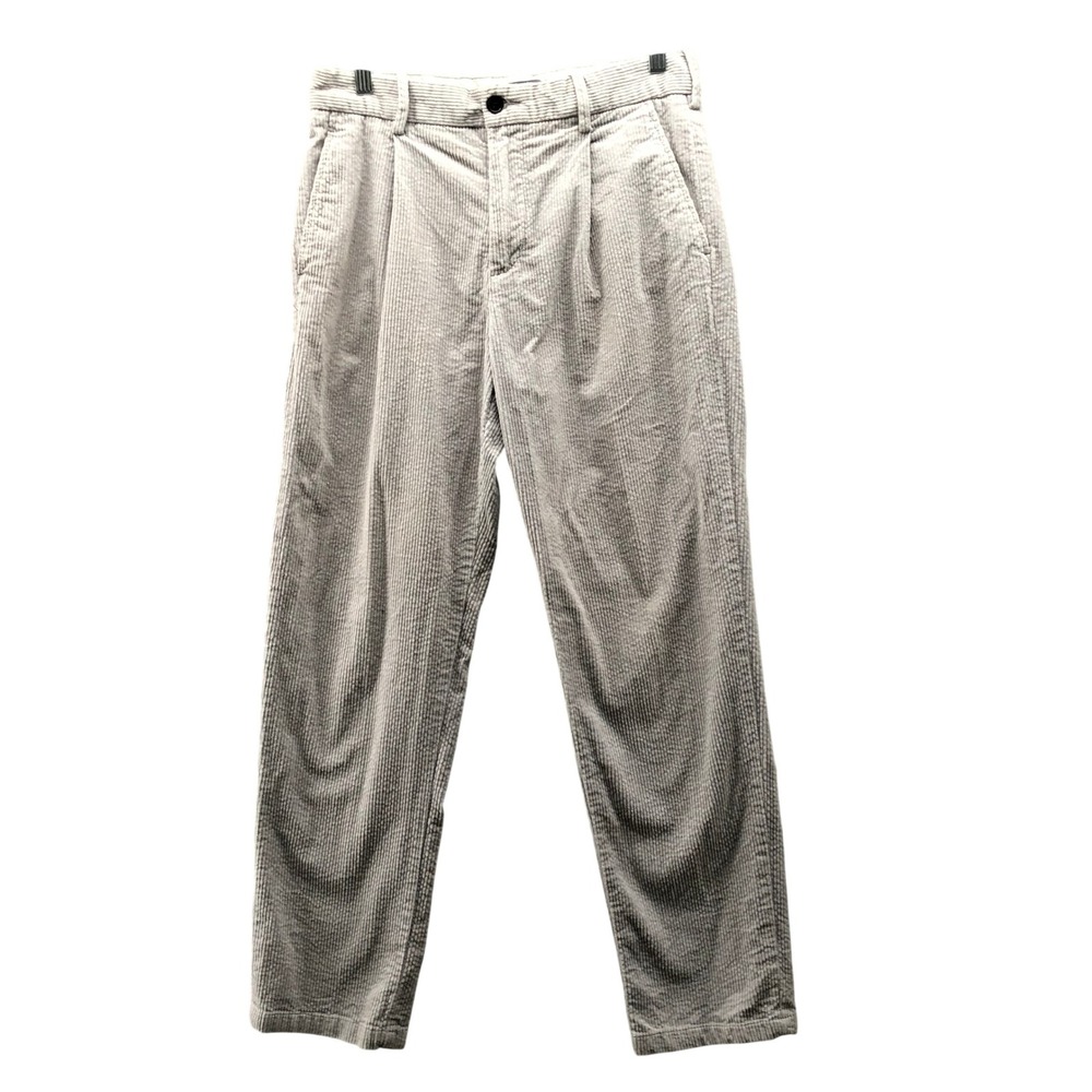 H&M Pleated‎ Corduroy Trousers Mens 30x28 Beige Pants Regular Fit Skater